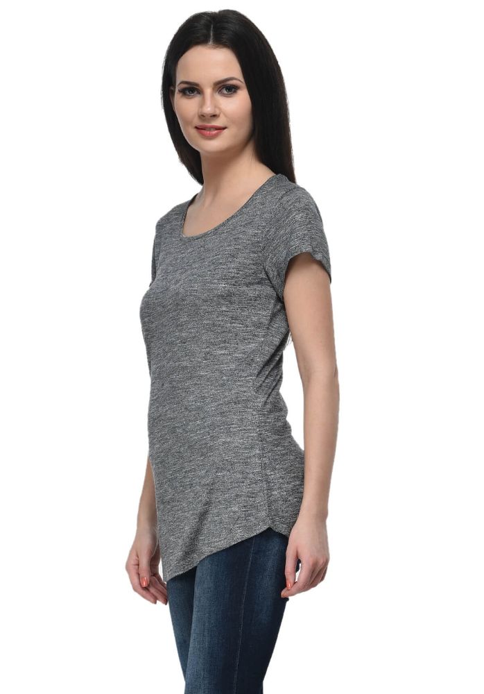 Picture of Frenchtrendz Grindle Black Round Neck short Sleeve Long Length Top
