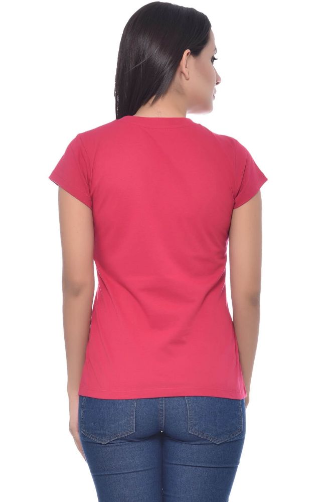 Picture of Frenchtrendz Cotton Pink Round Neck Half Sleeve Medium Length T-Shirt
