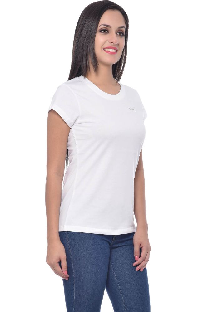 Picture of Frenchtrendz Cotton White Round Neck Half Sleeve Medium Length T-Shirt