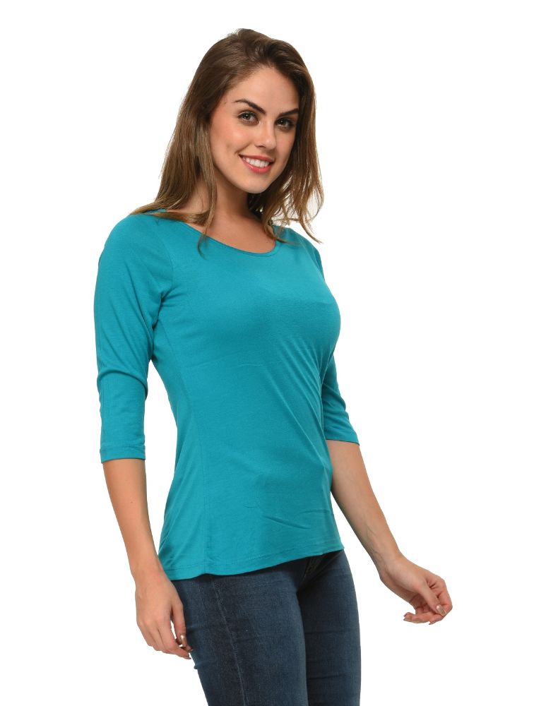 Picture of Frenchtrendz Viscose Turq Bateu Neck 3/4 Sleeve Top