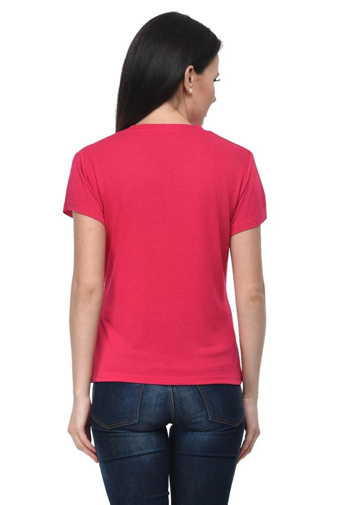 Picture of Frenchtrendz Viscose Pink V-Neck Half Sleeve Short Length Tops