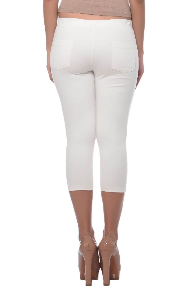 Picture of Frenchtrendz Cotton Modal Spandex Ivory Jegging Capri
