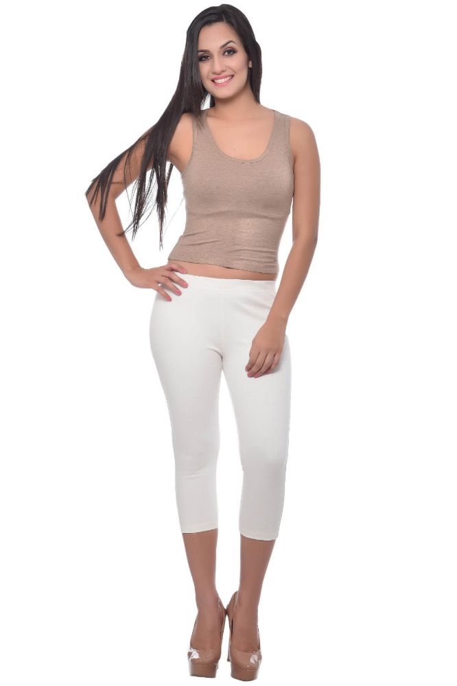 Picture of Frenchtrendz Cotton Modal Spandex Ivory Jegging Capri