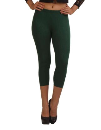 Picture of Frenchtrendz Cotton Spandex Dark Green Leggings Capri