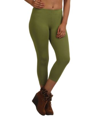 Picture of Frenchtrendz Cotton Spandex Parrot Green Leggings Capri