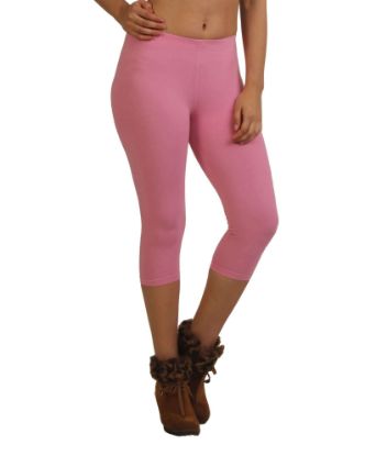 Picture of Frenchtrendz Cotton Spandex Baby Pink Leggings Capri