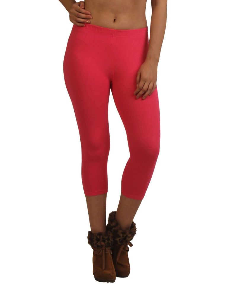 Picture of Frenchtrendz Cotton Spandex Dark Pink Leggings Capri