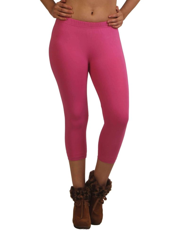 Picture of Frenchtrendz Cotton Spandex Pink Leggings Capri