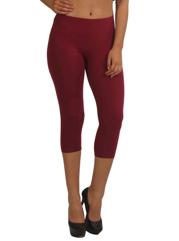 Picture of Frenchtrendz Cotton Spandex Dark Violet Leggings Capris