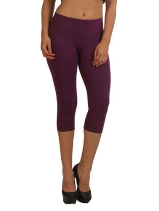 Picture of Frenchtrendz Cotton Spandex Royal Purple Leggings Capri