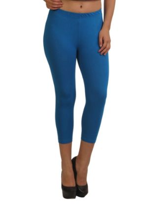 Picture of Frenchtrendz Cotton Spandex Royal Blue Leggings Capri