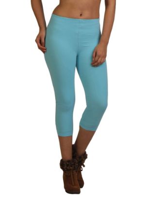 Picture of Frenchtrendz Cotton Spandex Sky Blue Leggings Capri