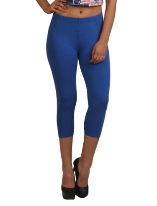 Picture of Frenchtrendz Cotton Spandex Blue Leggings Capri