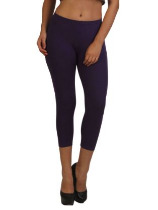 Picture of Frenchtrendz Cotton Spandex Purple Leggings Capri