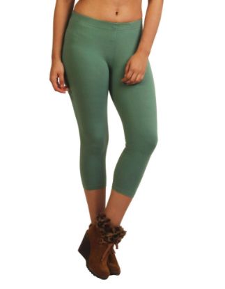 Picture of Frenchtrendz Cotton Spandex Light Green Leggings Capri
