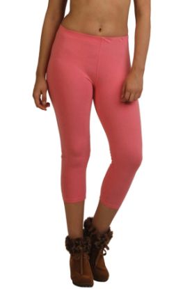 Picture of Frenchtrendz Cotton Spandex Light Pink Leggings Capri