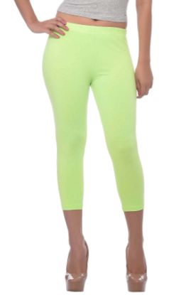 Picture of Frenchtrendz Cotton Spandex Neon Green Leggings Capri