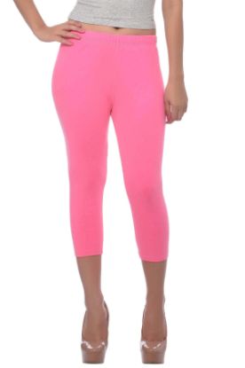 Picture of Frenchtrendz Cotton Spandex Neon Pink Leggings Capri