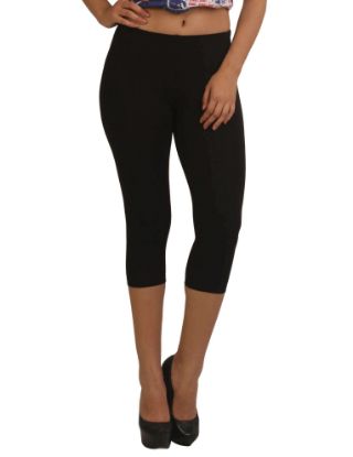 Picture of Frenchtrendz Cotton Spandex Black Leggings Capri