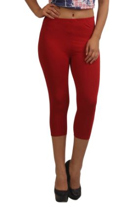 Picture of Frenchtrendz Modal Spandex Maroon Leggings Capris