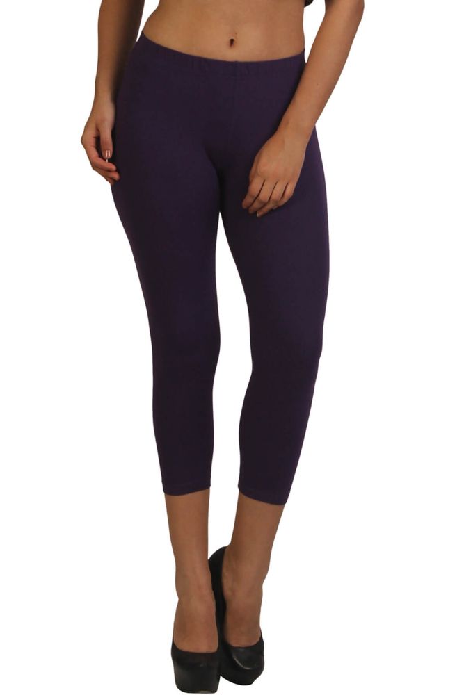 Picture of Frenchtrendz Modal Spandex Purple Leggings Capri