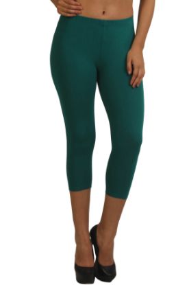 Picture of Frenchtrendz Viscose Spandex Dark Green Leggings Capri