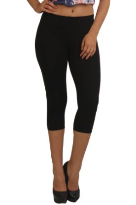 Picture of Frenchtrendz Viscose Spandex Black Leggings Capri