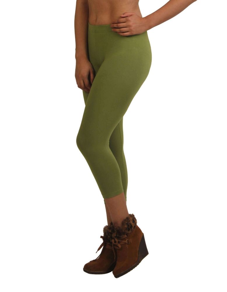 Picture of Frenchtrendz Cotton Spandex Parrot Green Leggings Capri
