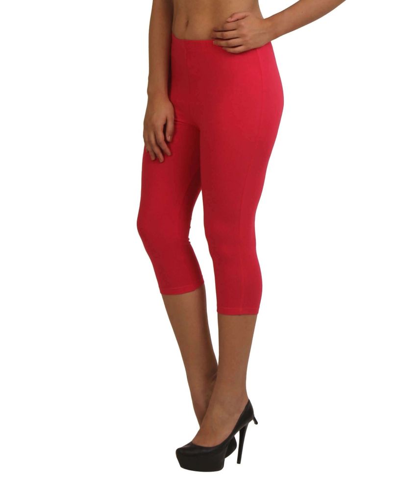 Picture of Frenchtrendz Cotton Spandex Fuchsia Leggings Capri