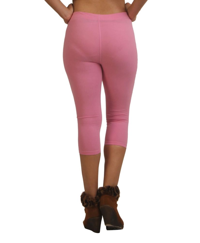 Picture of Frenchtrendz Cotton Spandex Baby Pink Leggings Capri