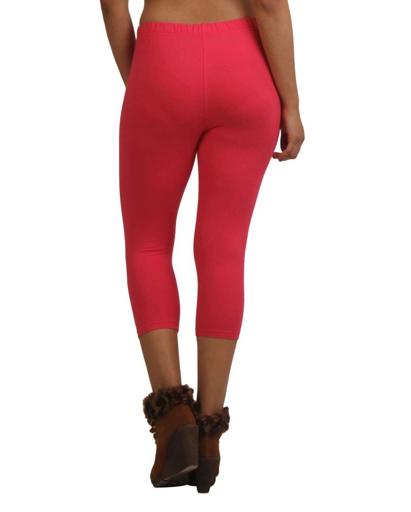 Picture of Frenchtrendz Cotton Spandex Dark Pink Leggings Capri