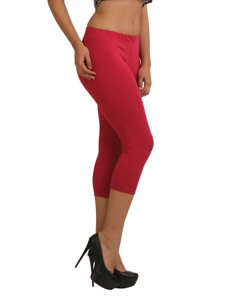 Picture of Frenchtrendz Cotton Spandex Dark Fuchsia Leggings Capris