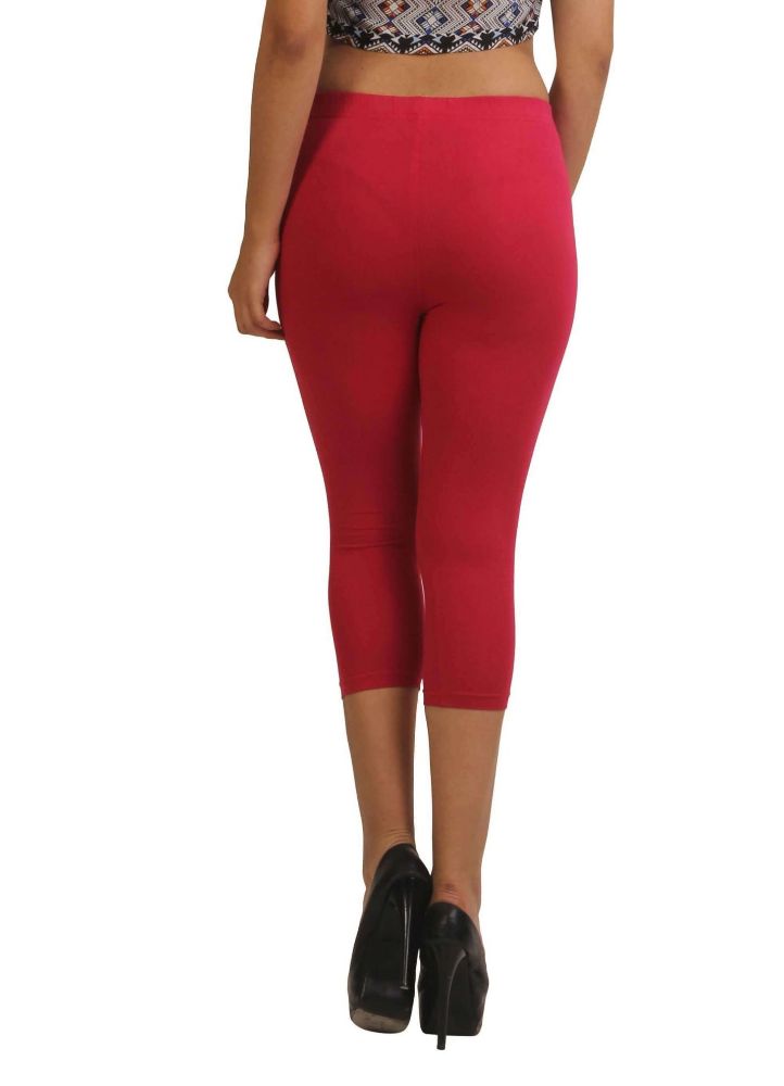 Picture of Frenchtrendz Cotton Spandex Dark Fuchsia Leggings Capris