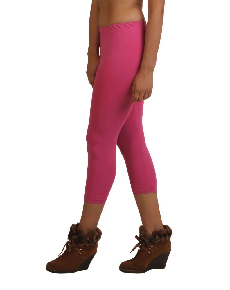 Picture of Frenchtrendz Cotton Spandex Pink Leggings Capri