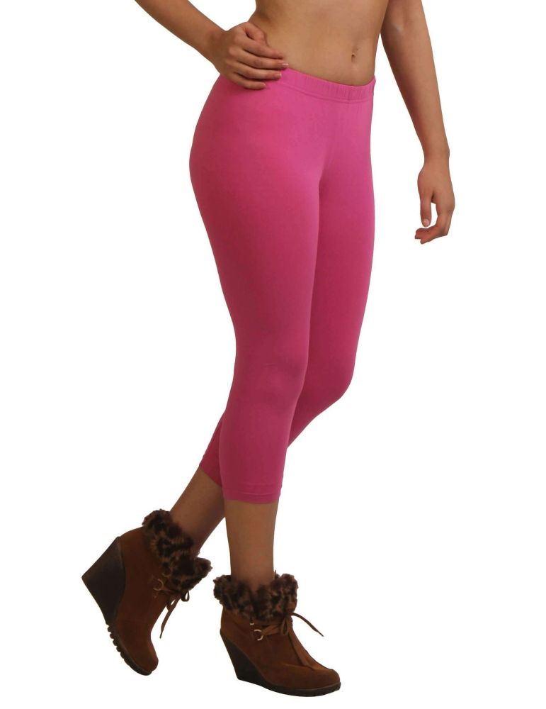 Picture of Frenchtrendz Cotton Spandex Pink Leggings Capri