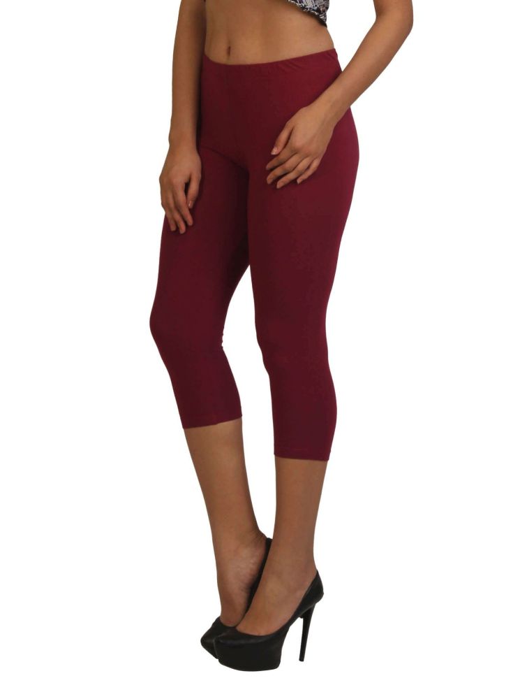 Picture of Frenchtrendz Cotton Spandex Dark Violet Leggings Capris
