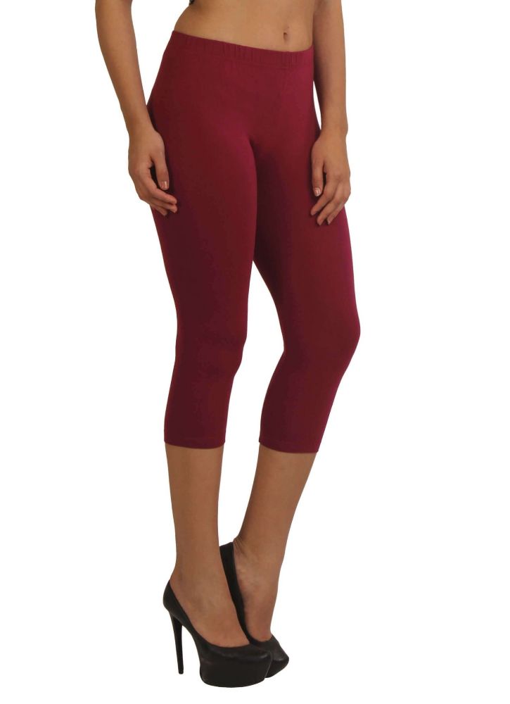 Picture of Frenchtrendz Cotton Spandex Dark Violet Leggings Capris