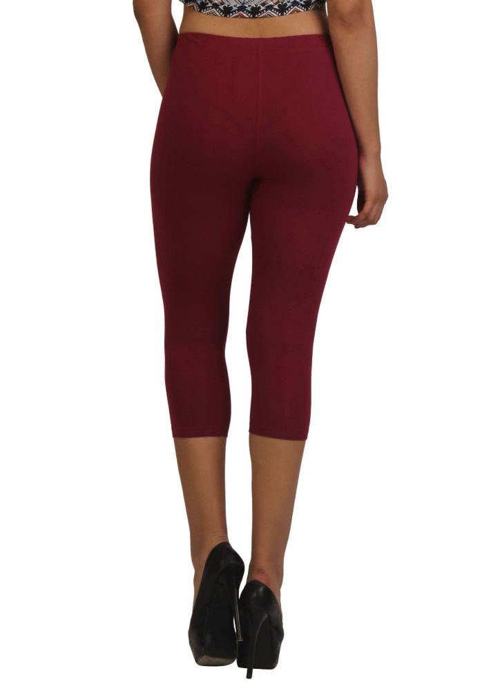 Picture of Frenchtrendz Cotton Spandex Dark Violet Leggings Capris