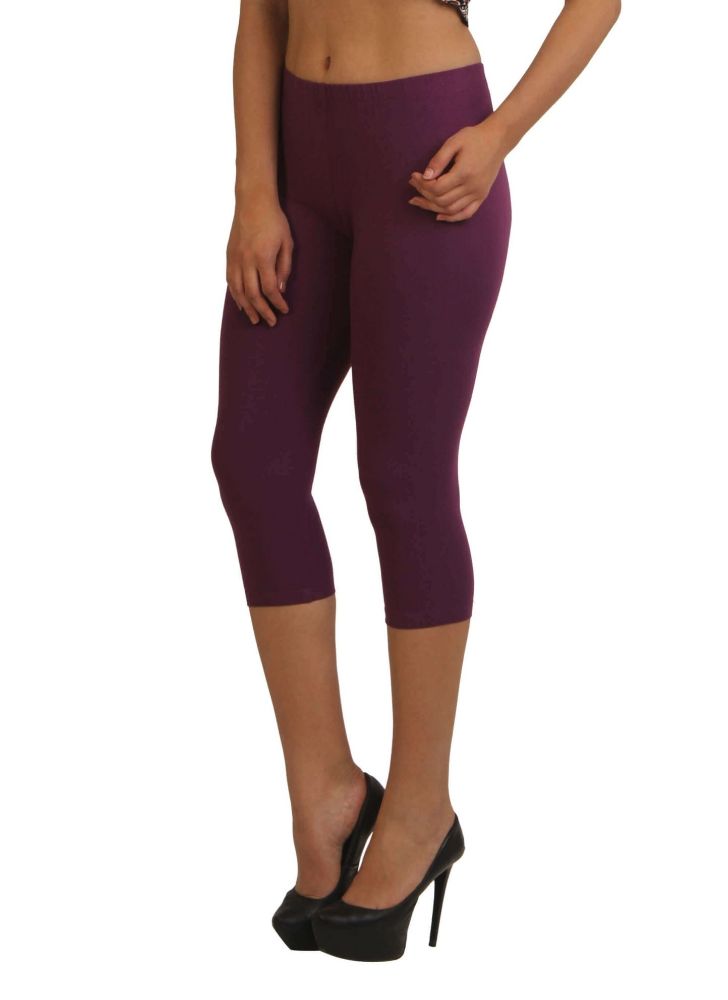 Picture of Frenchtrendz Cotton Spandex Royal Purple Leggings Capri