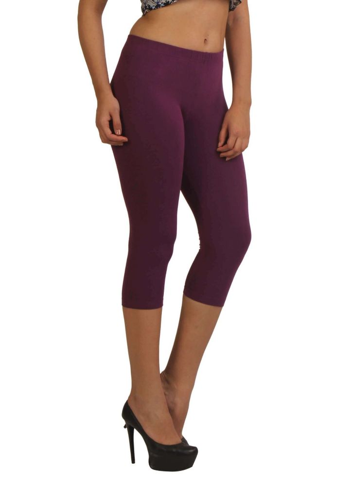 Picture of Frenchtrendz Cotton Spandex Royal Purple Leggings Capri