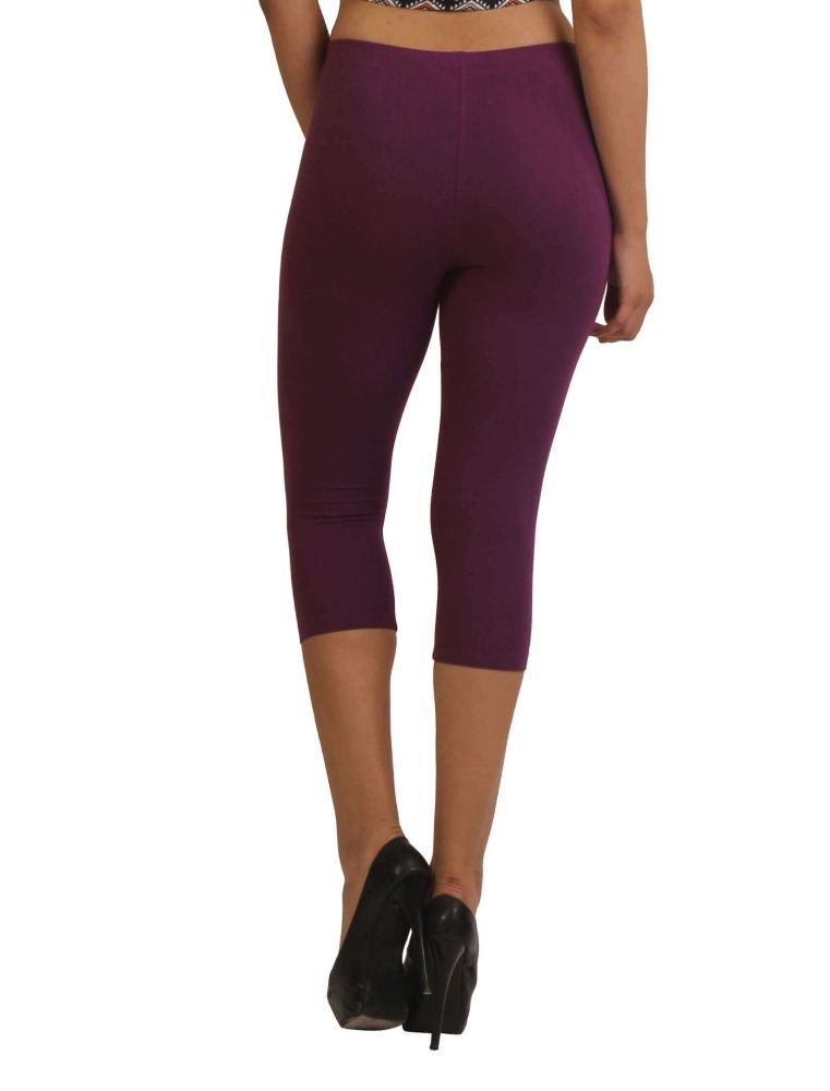 Picture of Frenchtrendz Cotton Spandex Royal Purple Leggings Capri