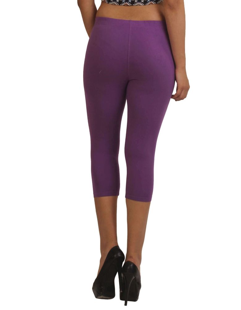 Picture of Frenchtrendz Cotton Spandex Light Purple Leggings Capri