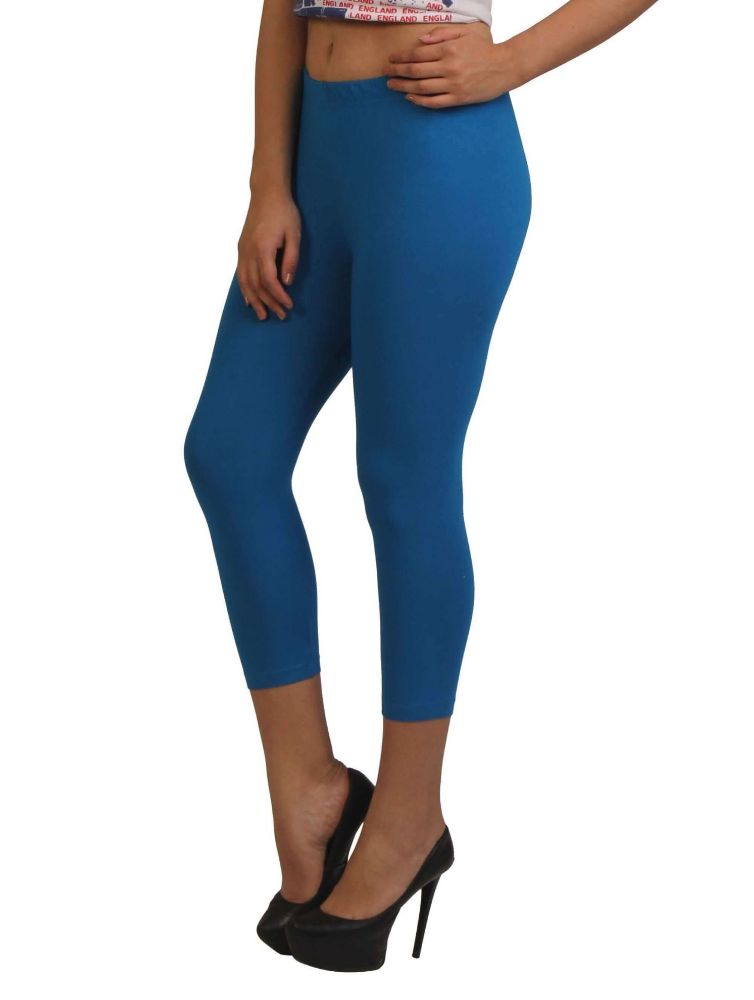 Picture of Frenchtrendz Cotton Spandex Royal Blue Leggings Capri