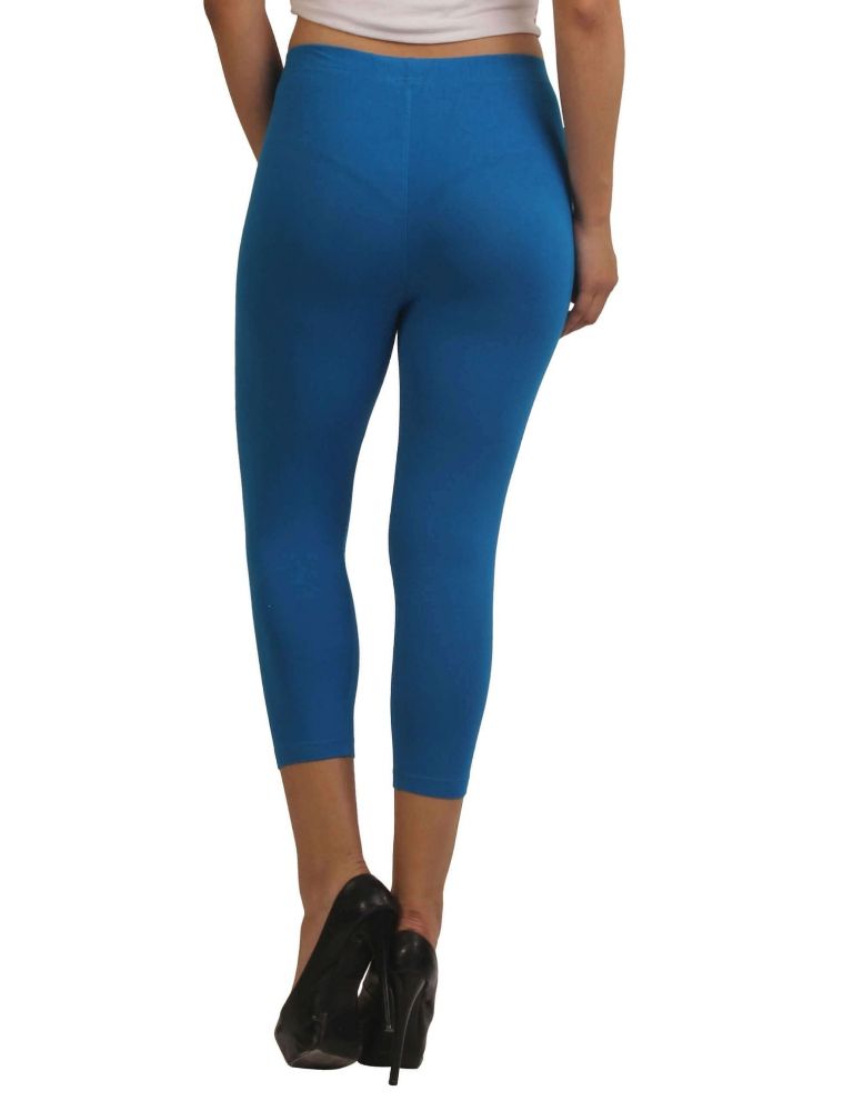 Picture of Frenchtrendz Cotton Spandex Royal Blue Leggings Capri