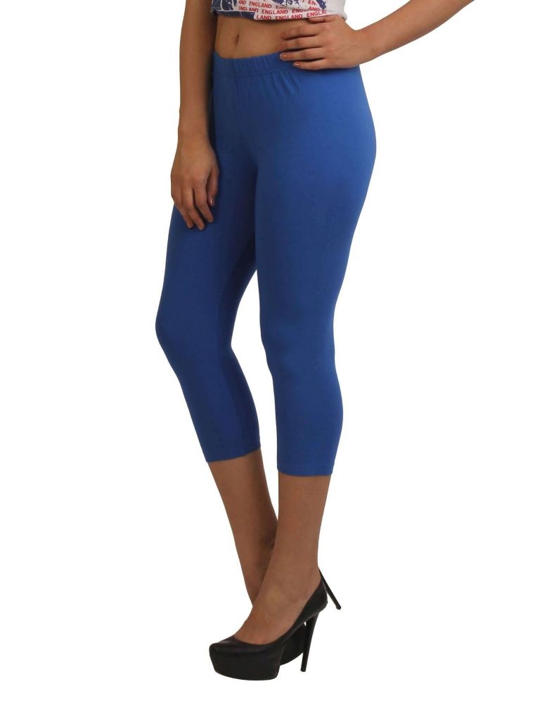 Picture of Frenchtrendz Cotton Spandex Blue Leggings Capri