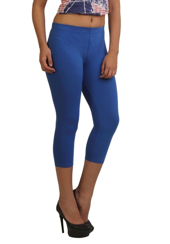 Picture of Frenchtrendz Cotton Spandex Blue Leggings Capri