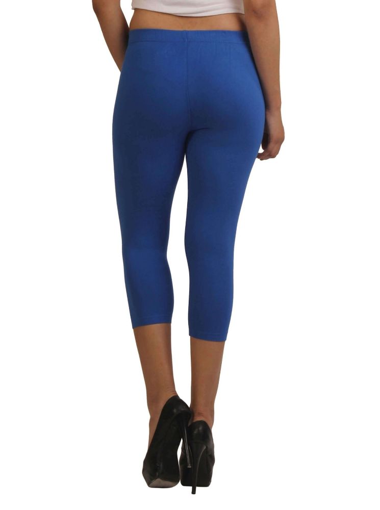 Picture of Frenchtrendz Cotton Spandex Blue Leggings Capri