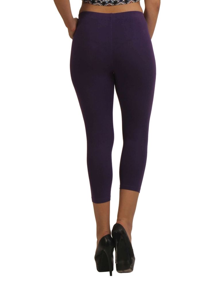Picture of Frenchtrendz Cotton Spandex Purple Leggings Capri