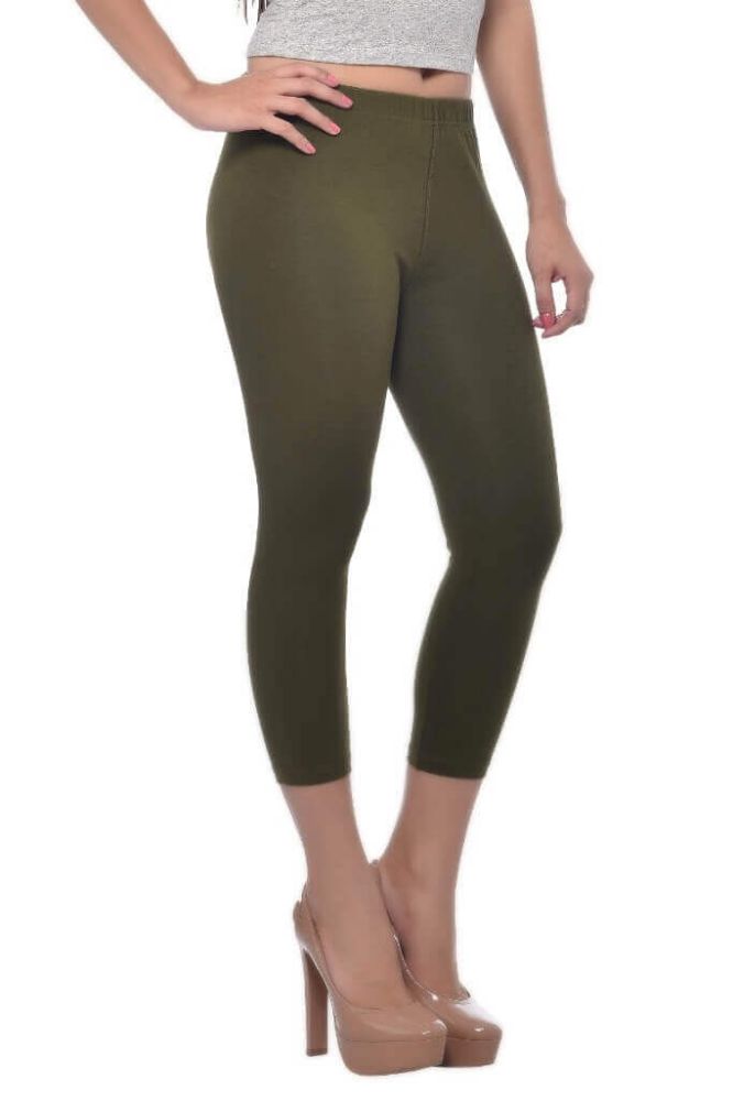 Picture of Frenchtrendz Cotton Spandex Olive Capri