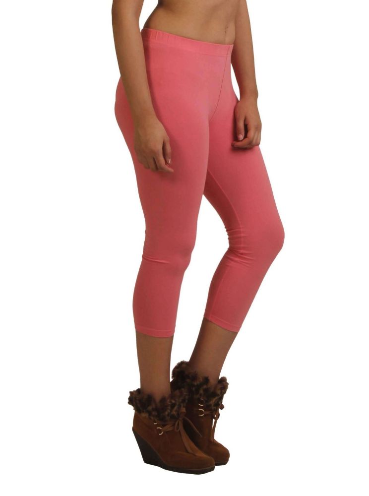 Picture of Frenchtrendz Cotton Spandex Light Coral Leggings Capris